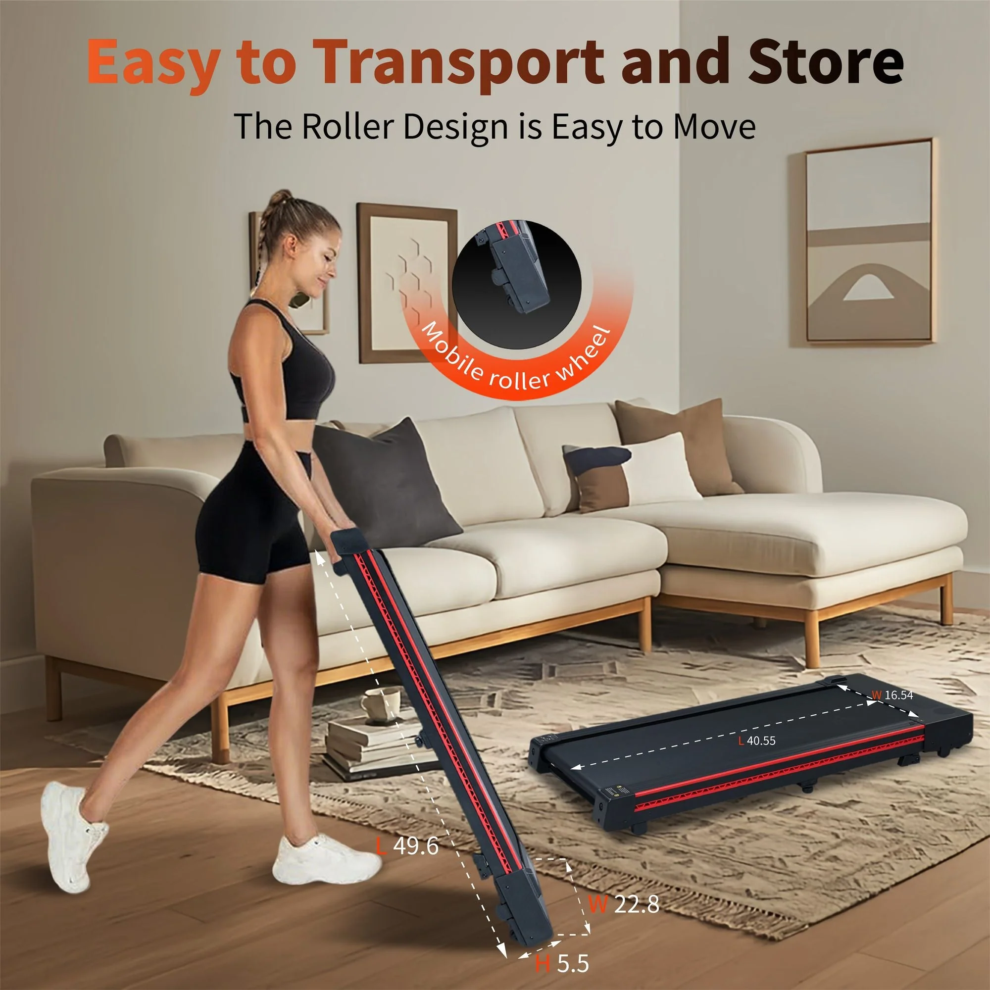 Portable 3HP Walking Pad Treadmill with 10° Incline & LED Display - Image 5