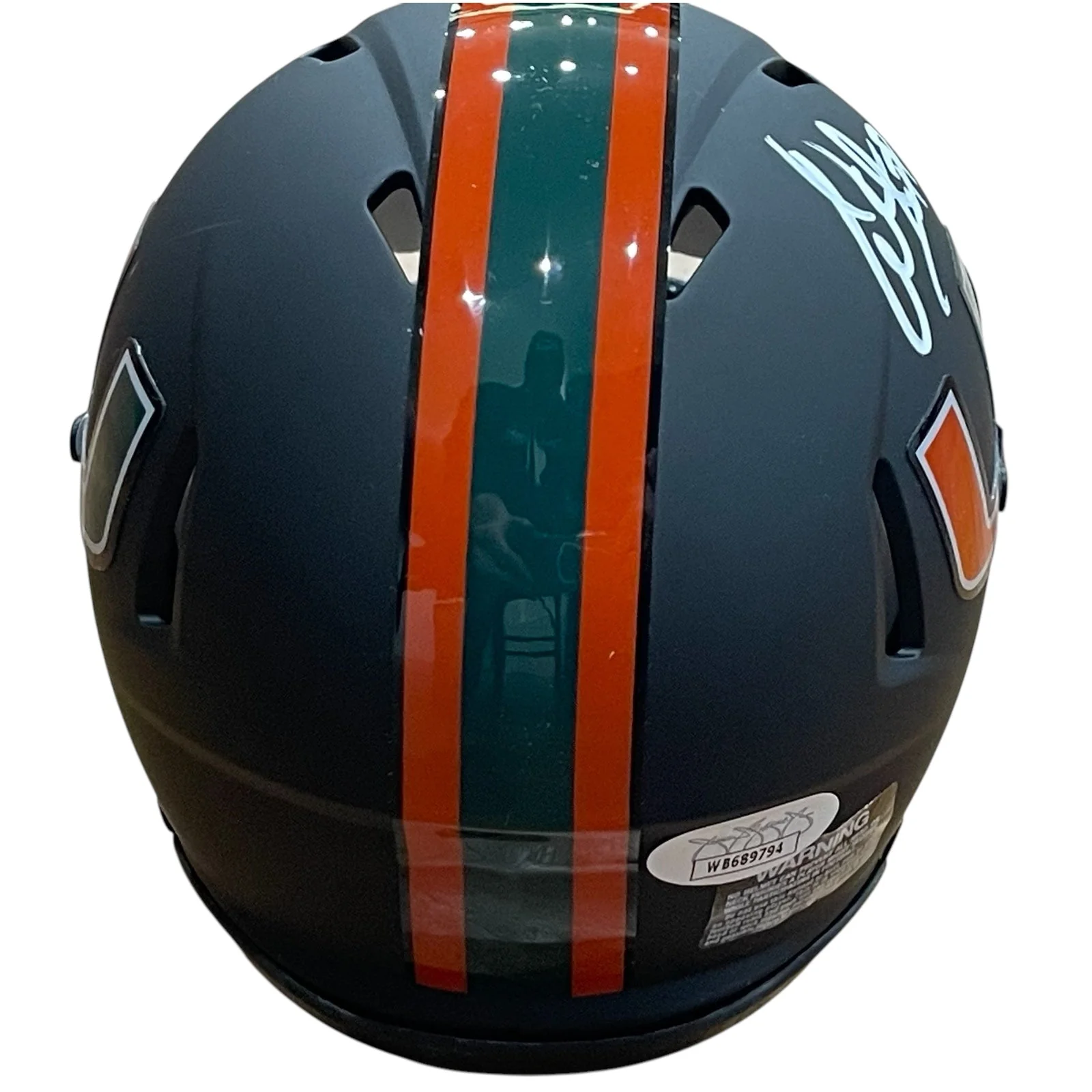 Autographed Miami Hurricanes Warren Sapp Black Nights Mini Helmet - Image 2