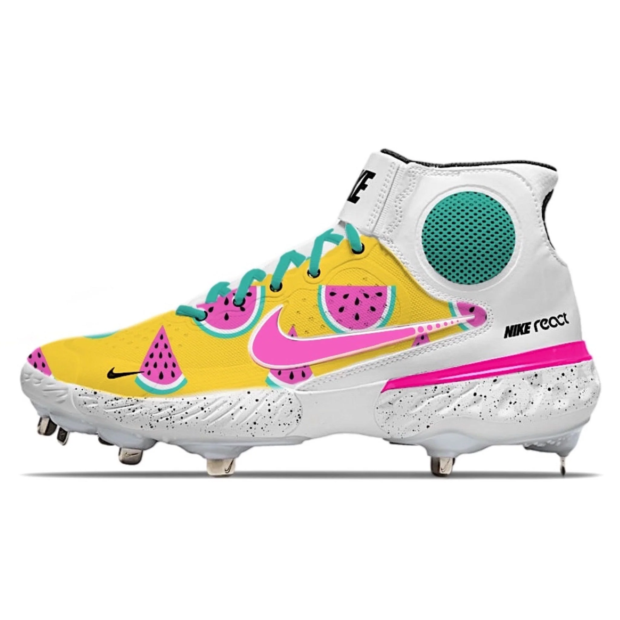 "Watermelon 2.0" Nike Alpha Huarache Elite 3 Mid Cleats
