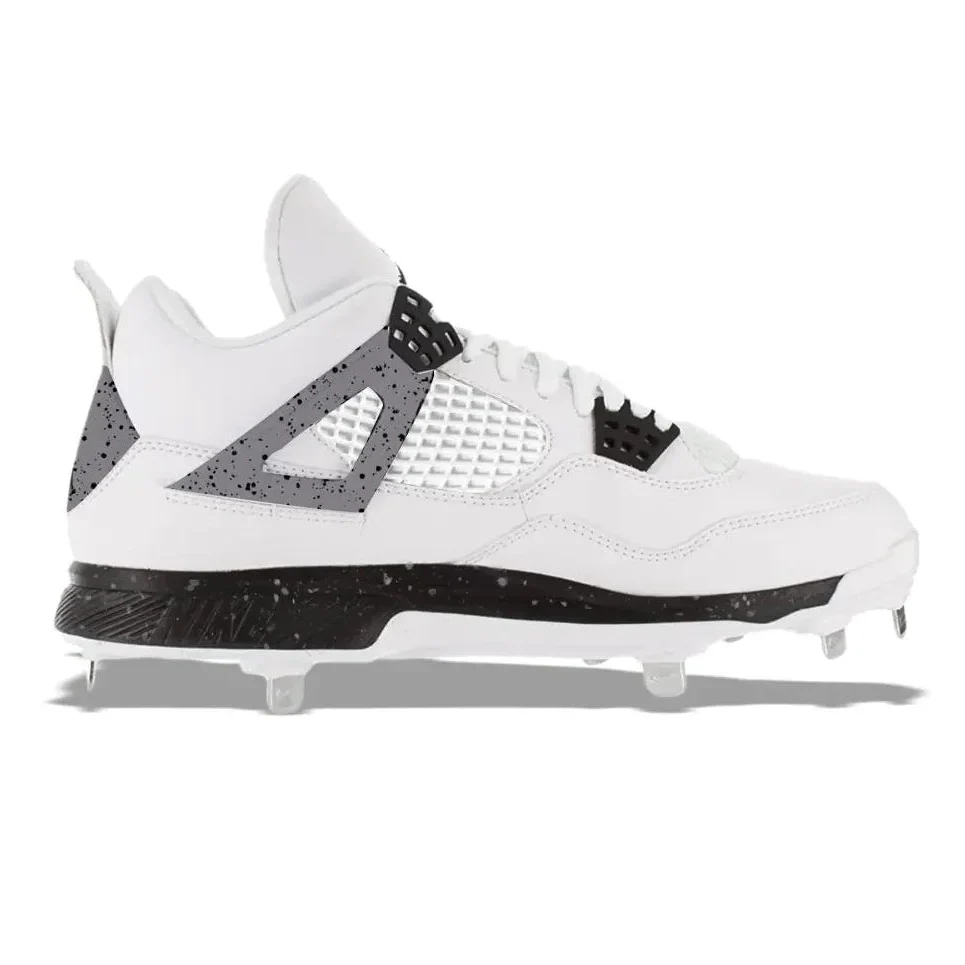 "White Cement" Jordan 4 Retro Metal Cleats