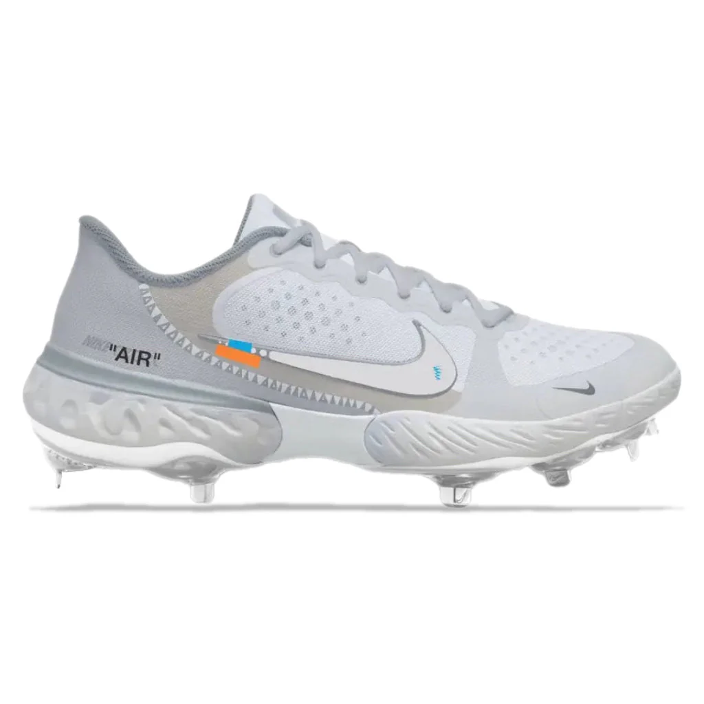 "White OW" Nike Alpha Huarache Elite 3 Low Cleats