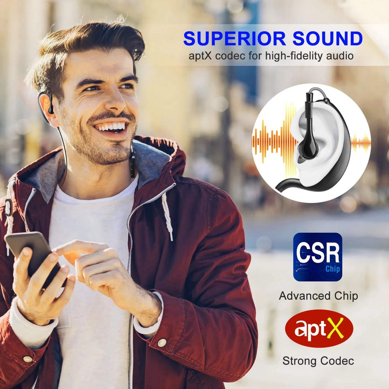 Wireless Headsets V4.1 Sport In-Ear Stereo Headphones Sweat-proof Neckband Earbuds - Image 14