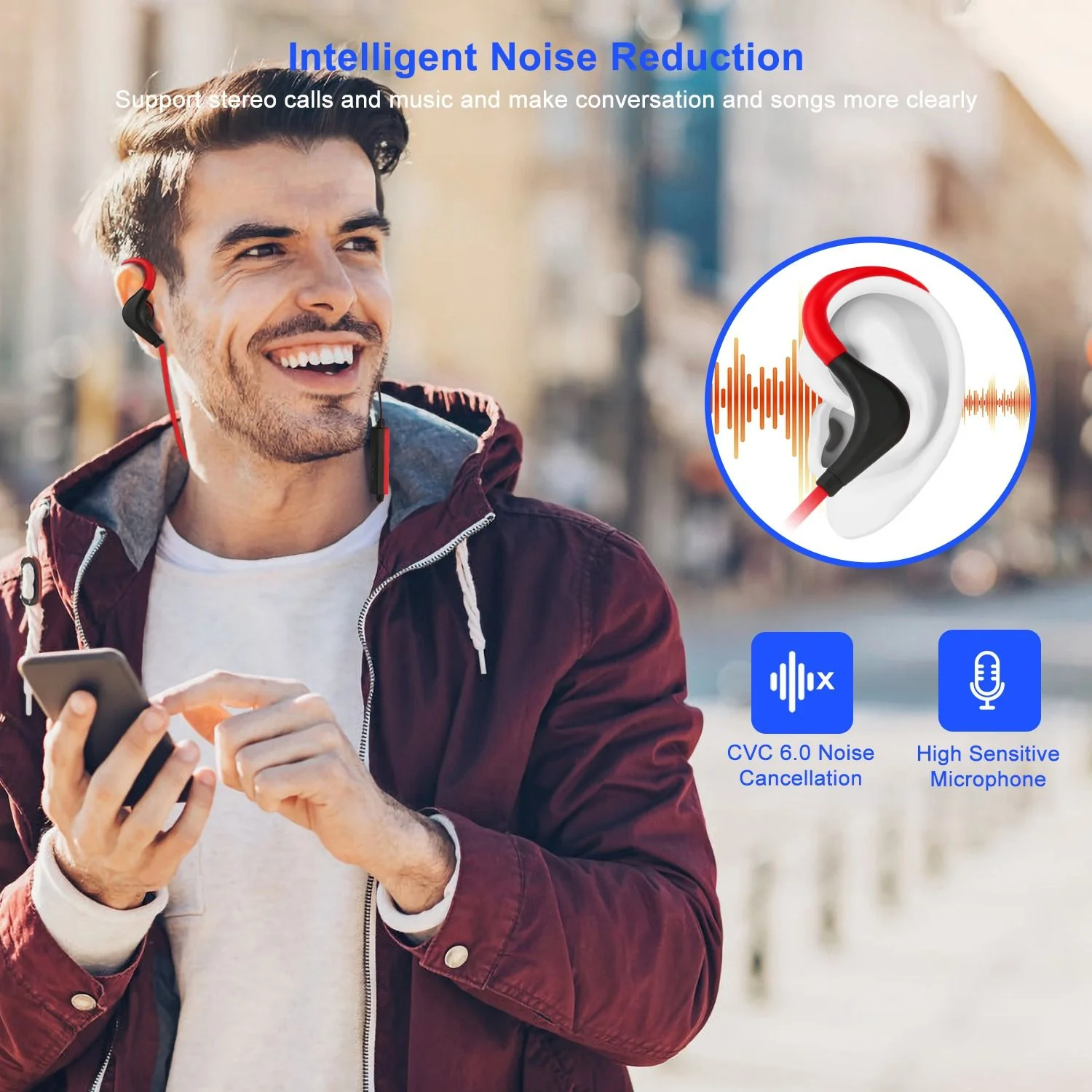 Wireless Headsets V4.1 Sport In-Ear Stereo Headphones Sweat-proof Noise Canceling Earphones Back-earbuds for any activity - Image 4