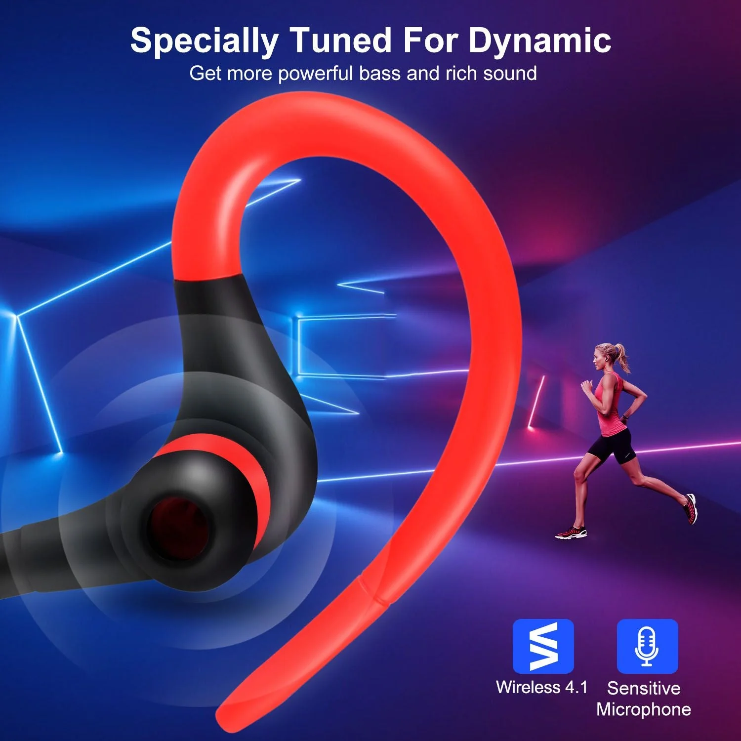 Wireless Headsets V4.1 Sport In-Ear Stereo Headphones Sweat-proof Noise Canceling Earphones Back-earbuds for any activity - Image 5