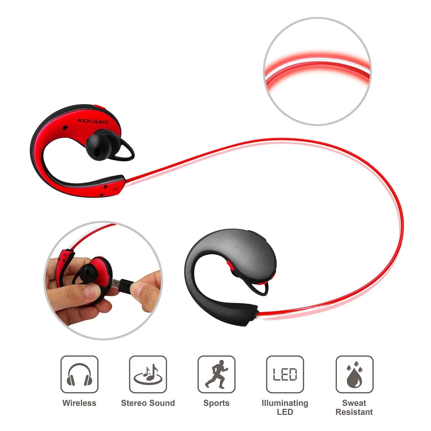 Wireless Sports Headsets Wireless V4.1 Neckband Earphones HD Stereo Sweat-proof Headphones Earbuds - Image 25