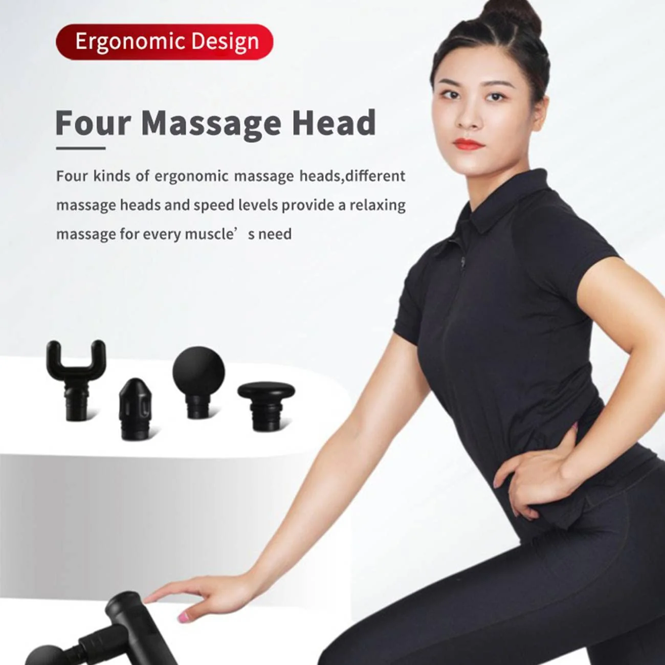 Percussive Gun Deep Tissue with 4 Adjustable Speeds & 4 Heads - Image 9